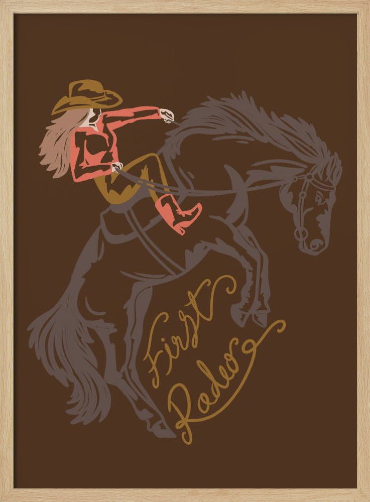 Cowgirl op een steigerend paard | Poster