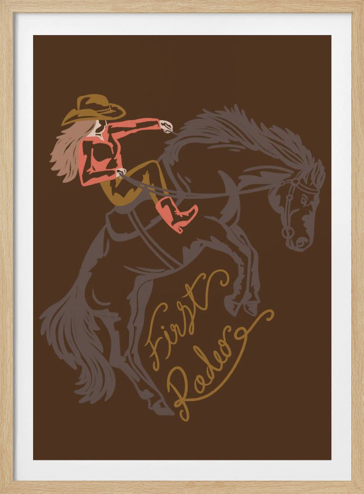 Cowgirl op een steigerend paard | Poster