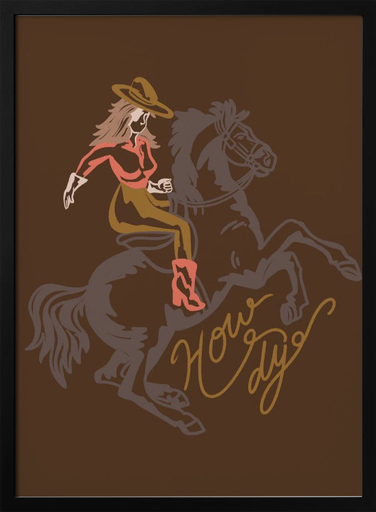 Cowgirl op een steigerend paard | Poster