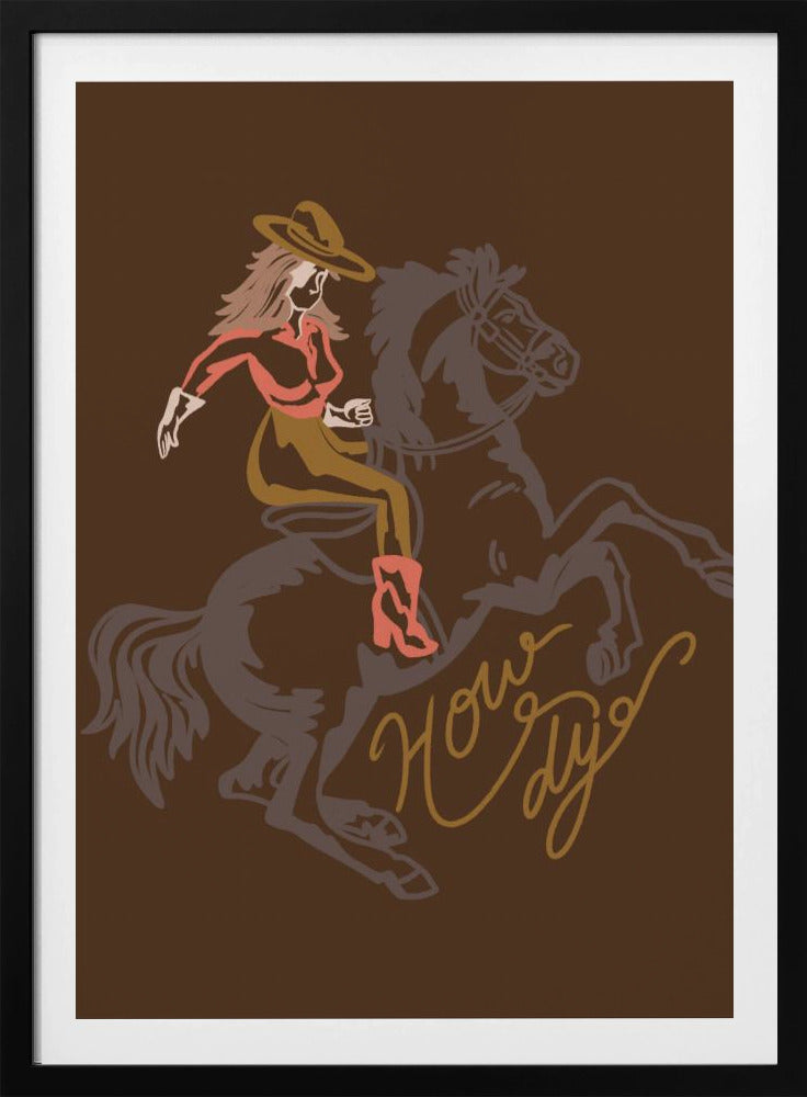 Cowgirl op een steigerend paard | Poster