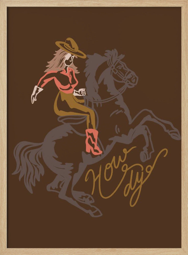 Cowgirl op een steigerend paard | Poster