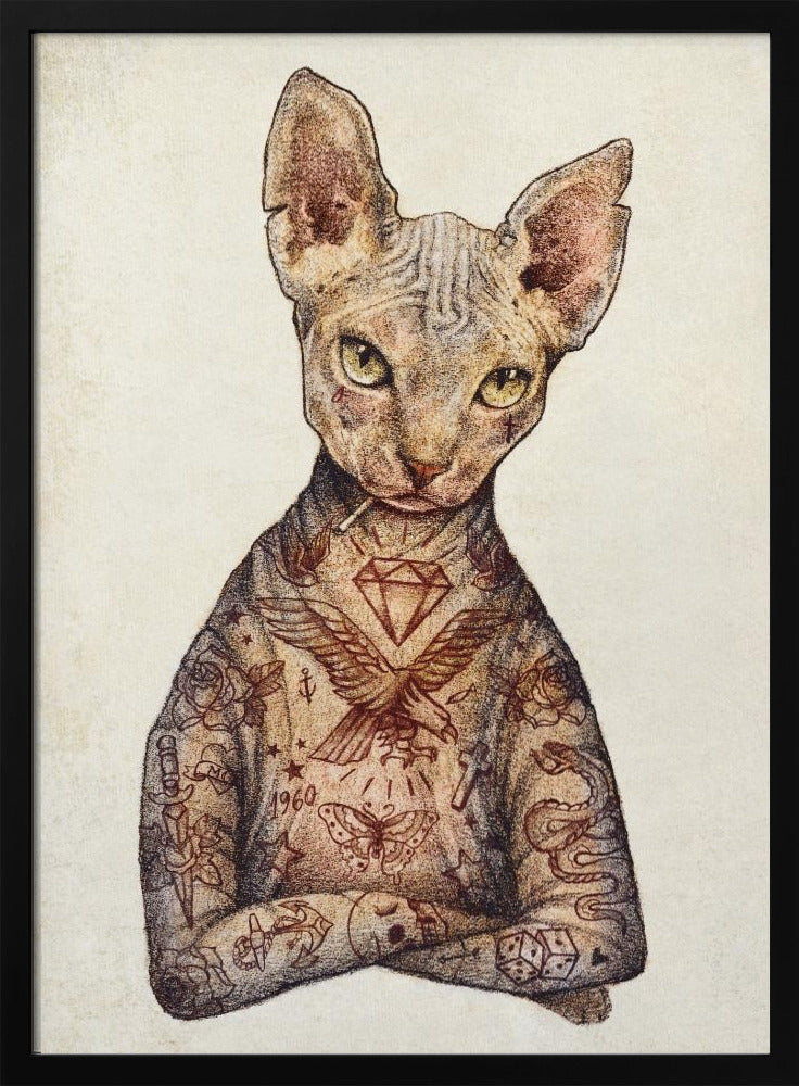 Stijlvolle tatoeage kat | Poster