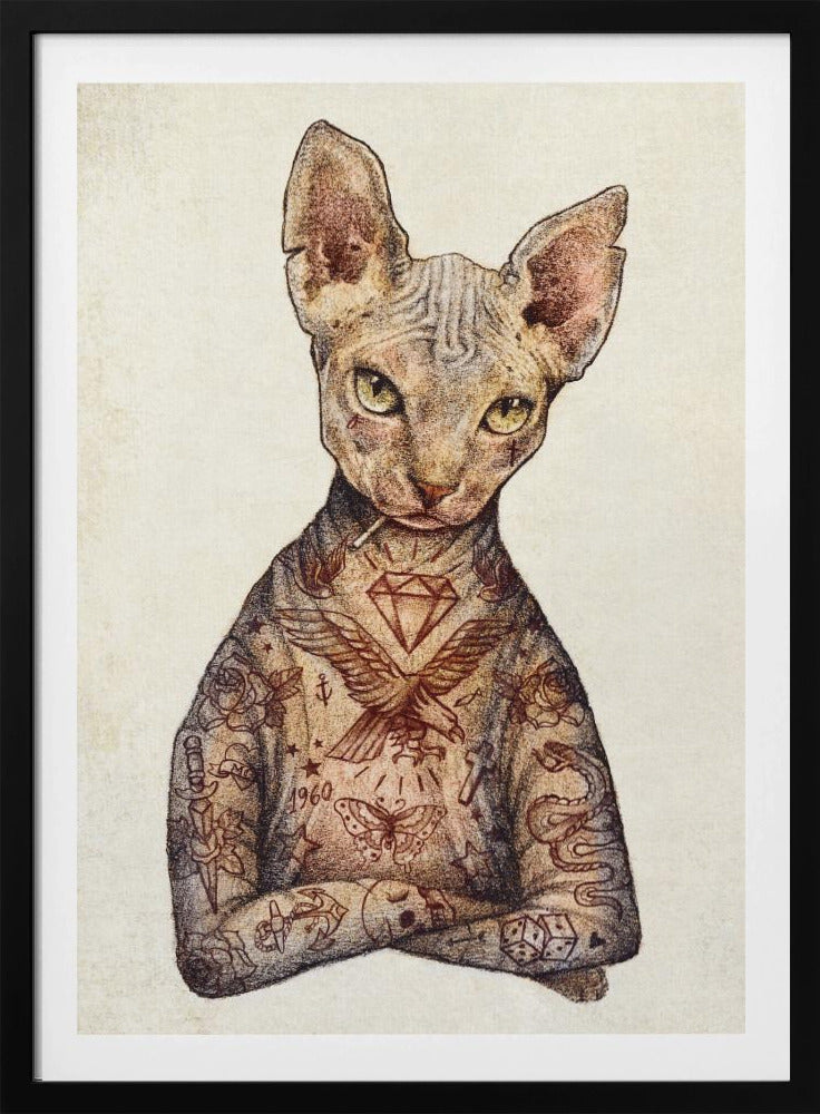 Stijlvolle tatoeage kat | Poster