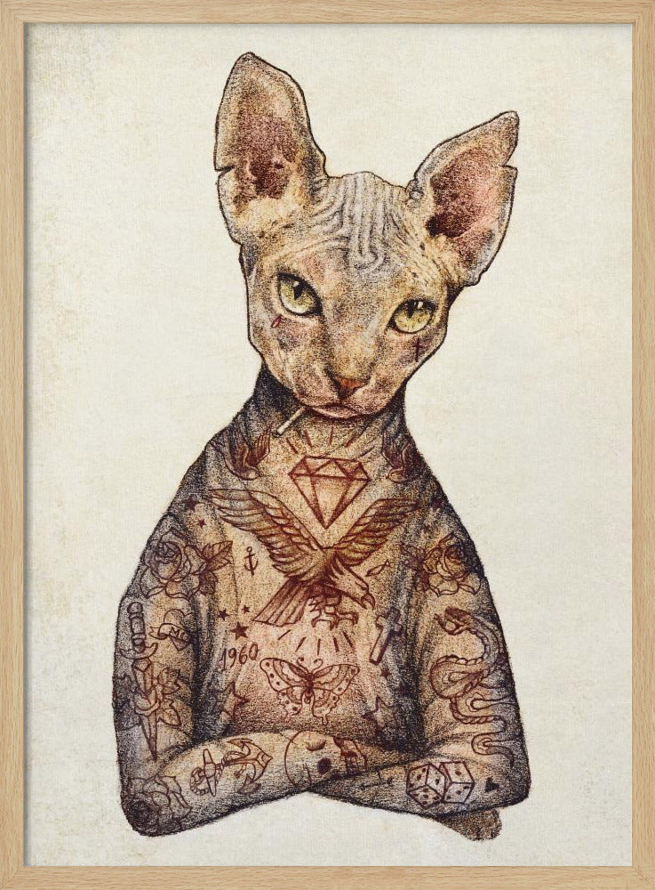 Stijlvolle tatoeage kat | Poster