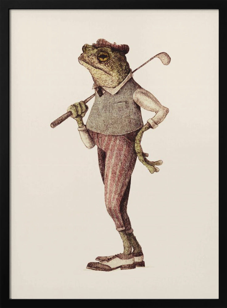 Kikker in vintage golfkleding | Poster