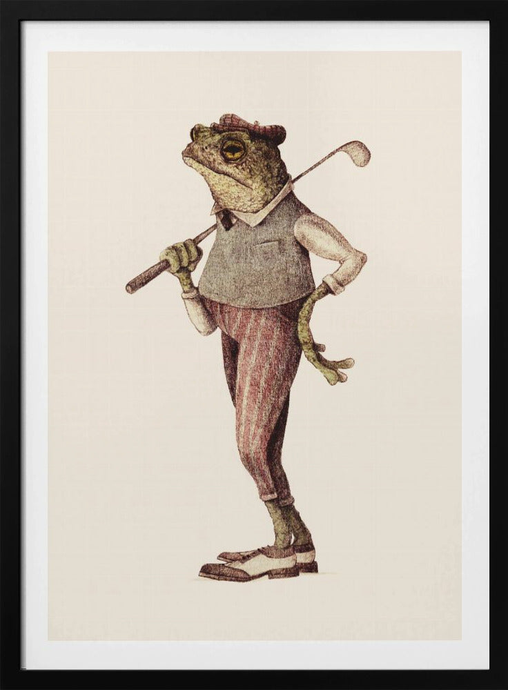 Kikker in vintage golfkleding | Poster