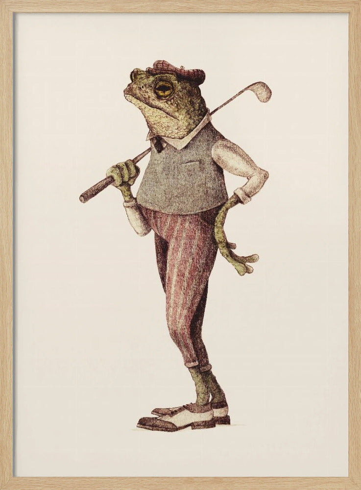 Kikker in vintage golfkleding | Poster