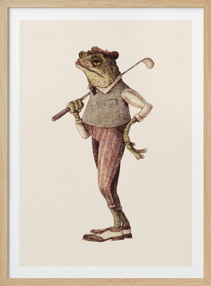 Kikker in vintage golfkleding | Poster