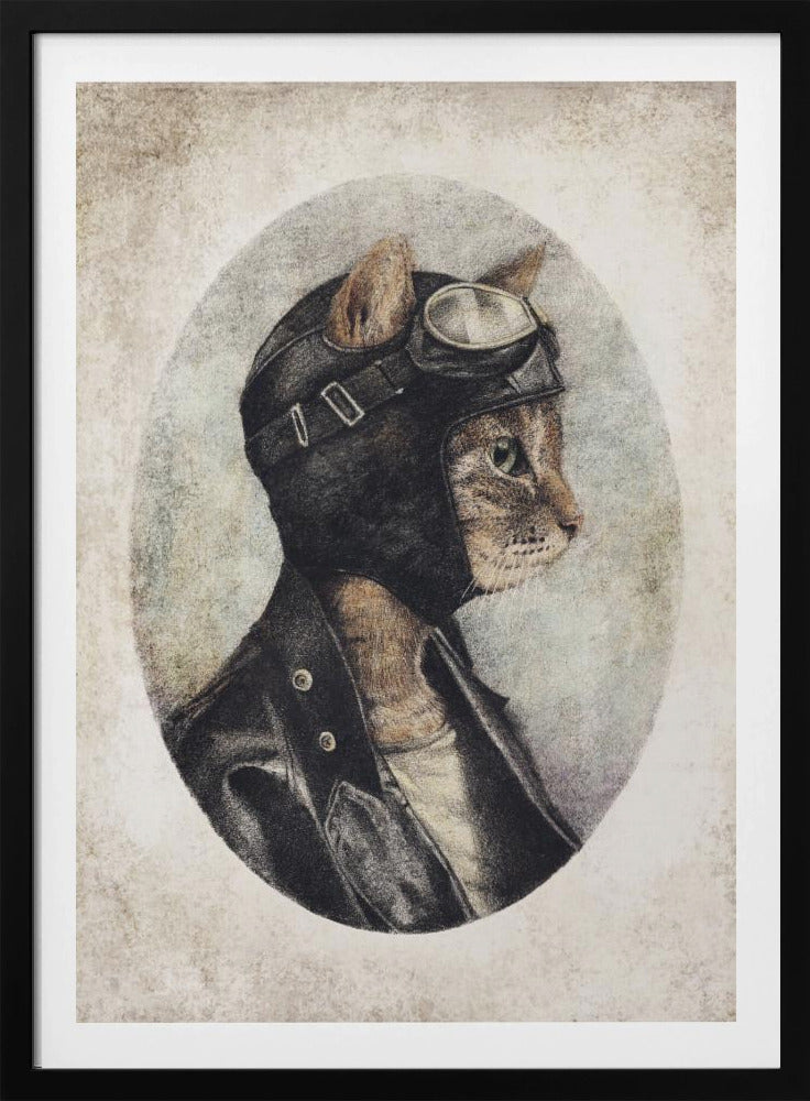 Stijlvolle kat in leren jas | Poster