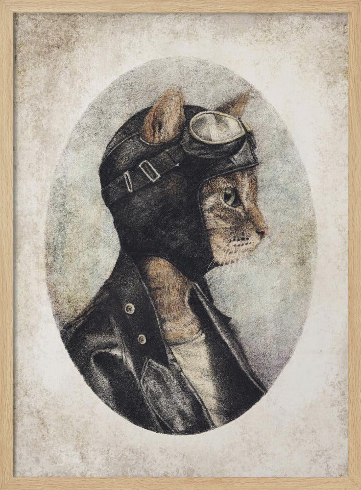 Stijlvolle kat in leren jas | Poster
