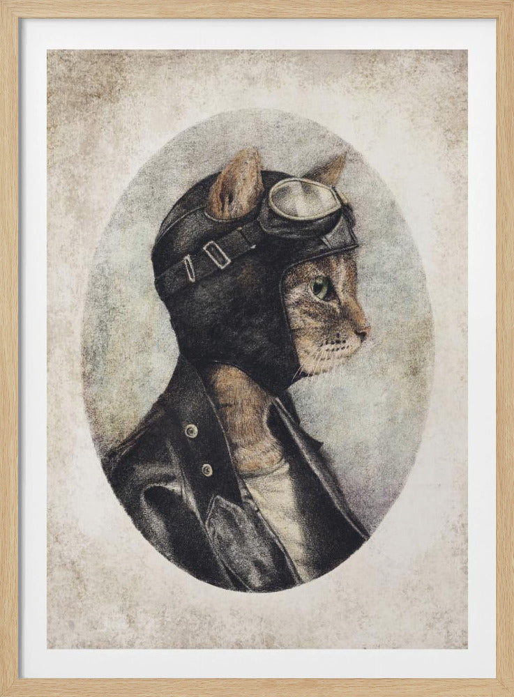 Stijlvolle kat in leren jas | Poster