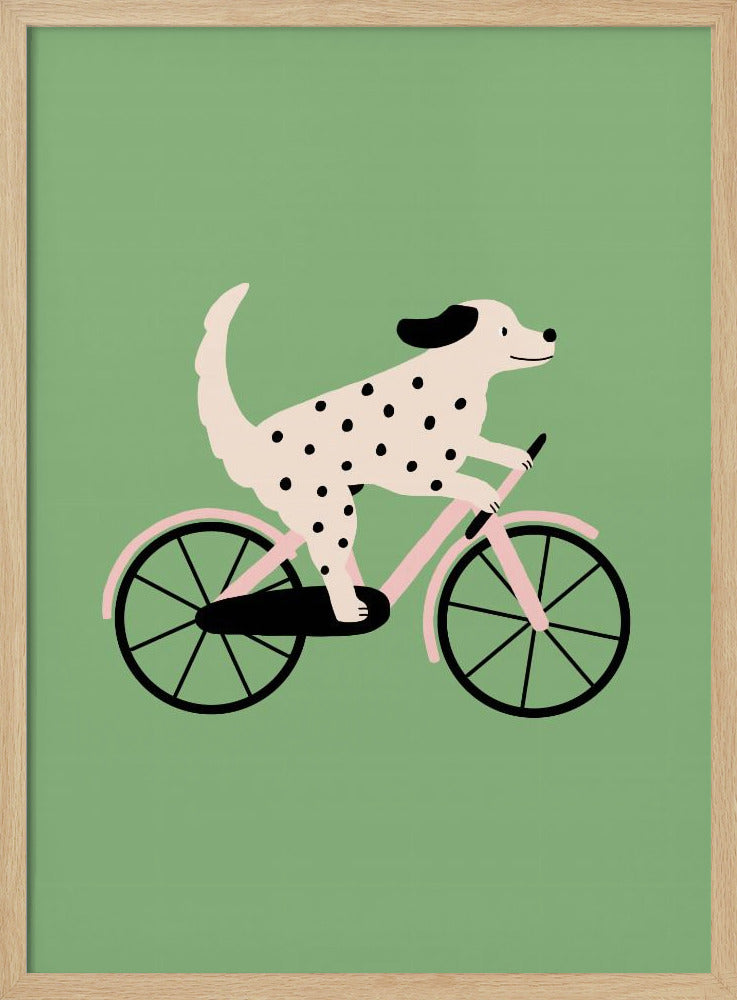 Gevlekte hond op de fiets | Poster