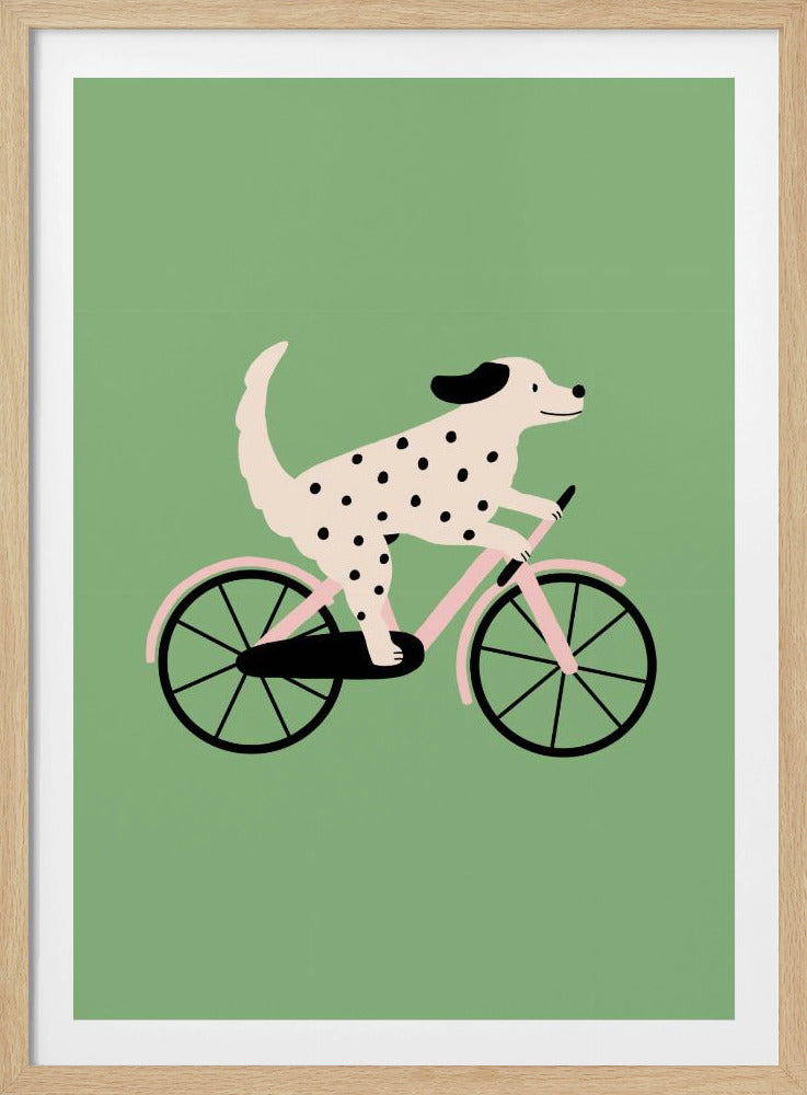 Gevlekte hond op de fiets | Poster