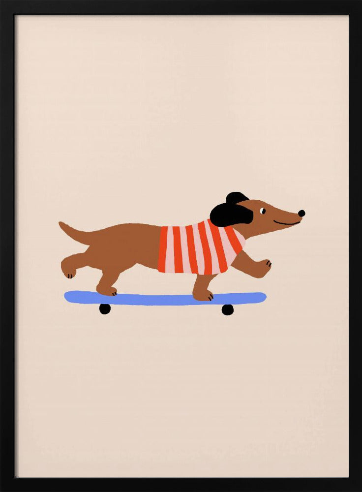 Teckel op skateboard | Poster