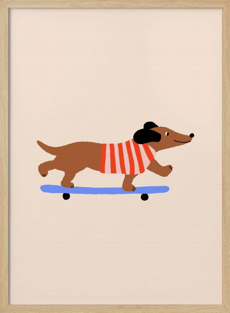 Teckel op skateboard | Poster