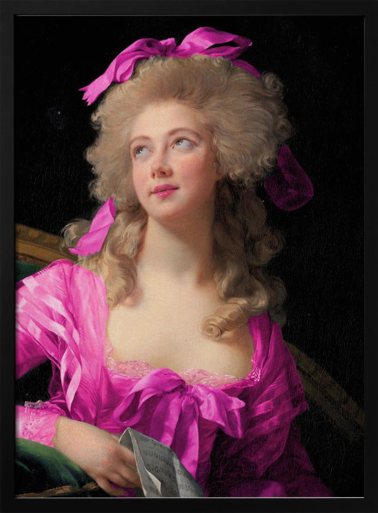 Woman in a Vibrant Pink Gown and Ribbon | Poster