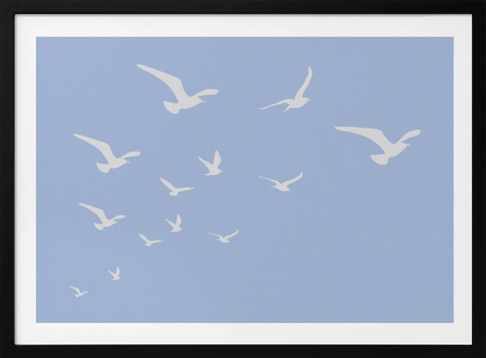 Meeuwen Blauwe Achtergrond | Poster