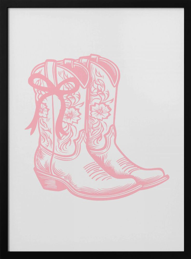Roze cowgirllaarzen met strik | Poster