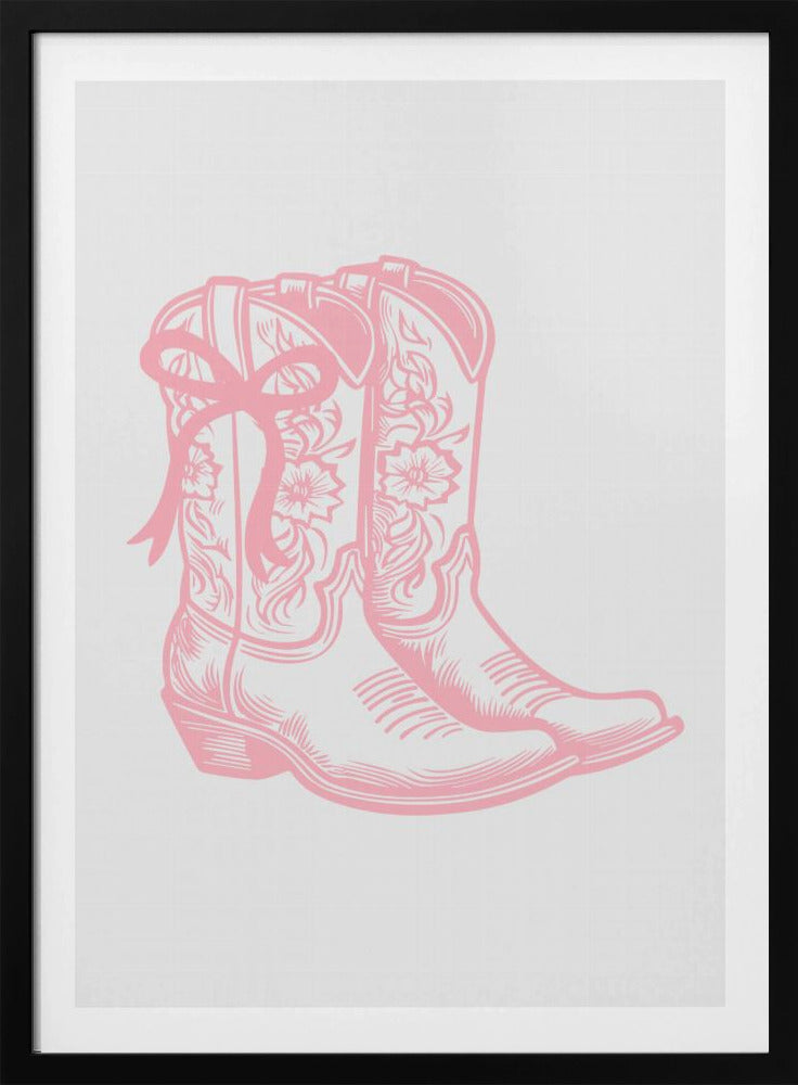 Roze cowgirllaarzen met strik | Poster