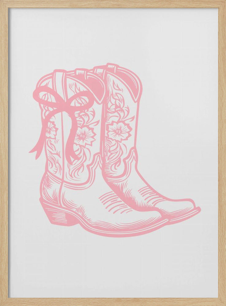 Roze cowgirllaarzen met strik | Poster