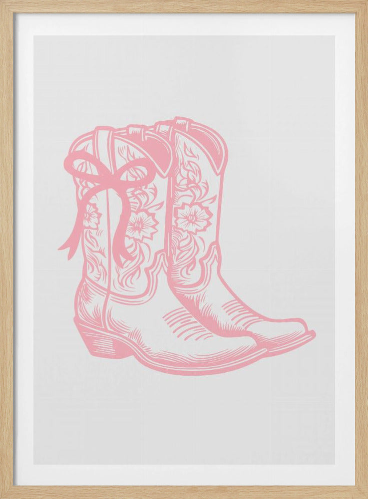 Roze cowgirllaarzen met strik | Poster