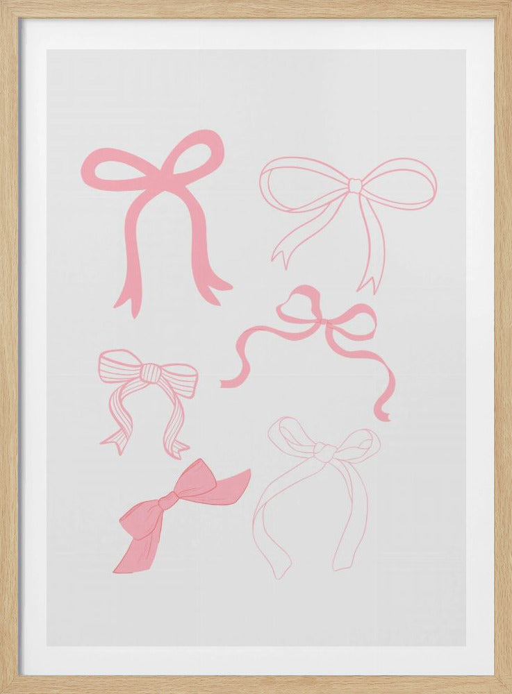 Zes roze strikken in verschillende stijlen | Poster