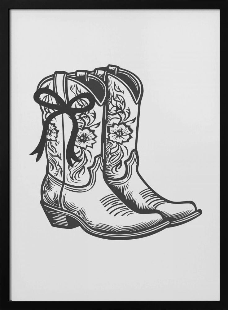 Zwarte cowgirllaarzen met strik | Poster