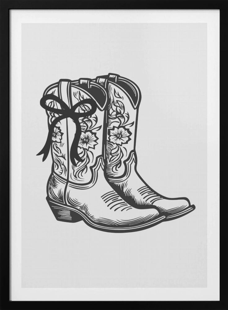 Zwarte cowgirllaarzen met strik | Poster