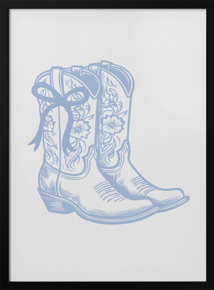 Lichtblauwe cowgirllaarzen met strik | Poster