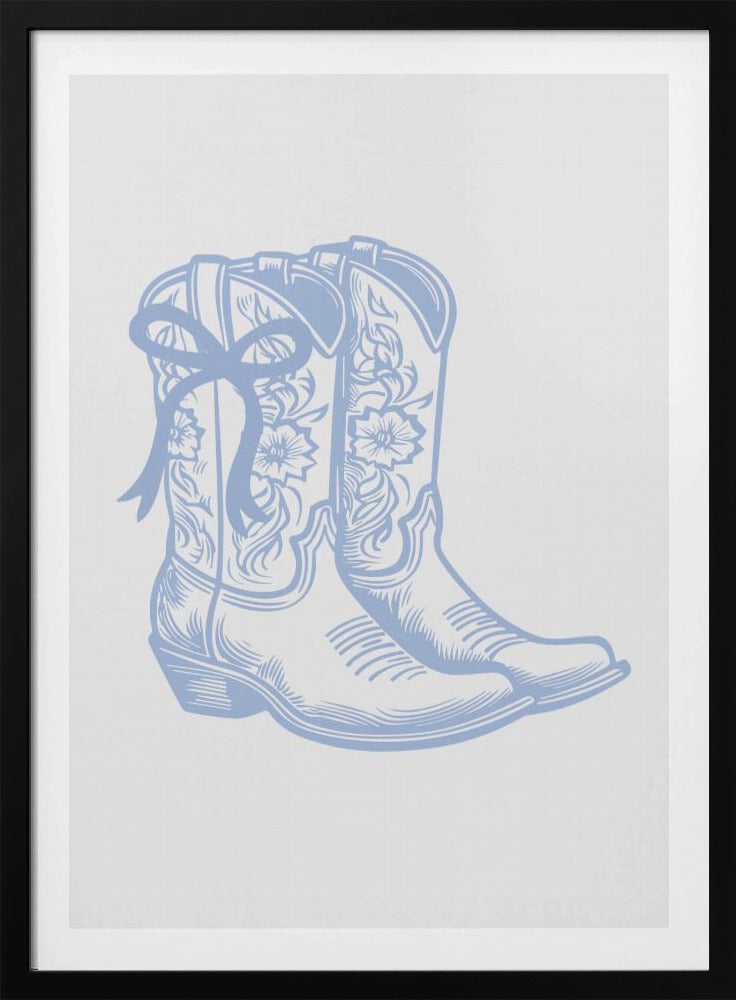 Lichtblauwe cowgirllaarzen met strik | Poster