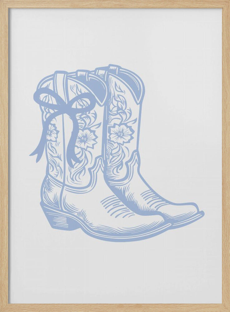 Lichtblauwe cowgirllaarzen met strik | Poster