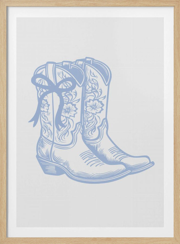 Lichtblauwe cowgirllaarzen met strik | Poster