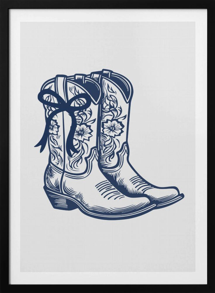 Marineblauwe cowgirllaarzen met strik | Poster