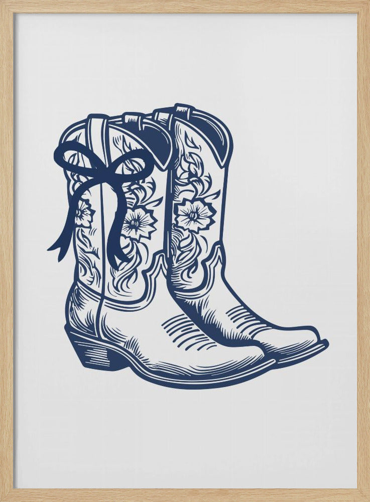 Marineblauwe cowgirllaarzen met strik | Poster