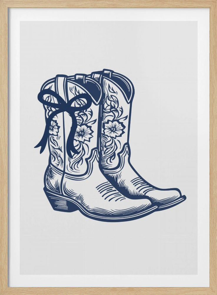 Marineblauwe cowgirllaarzen met strik | Poster
