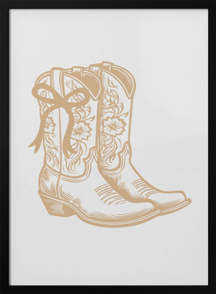 Neutrale cowgirllaarzen met strik | Poster