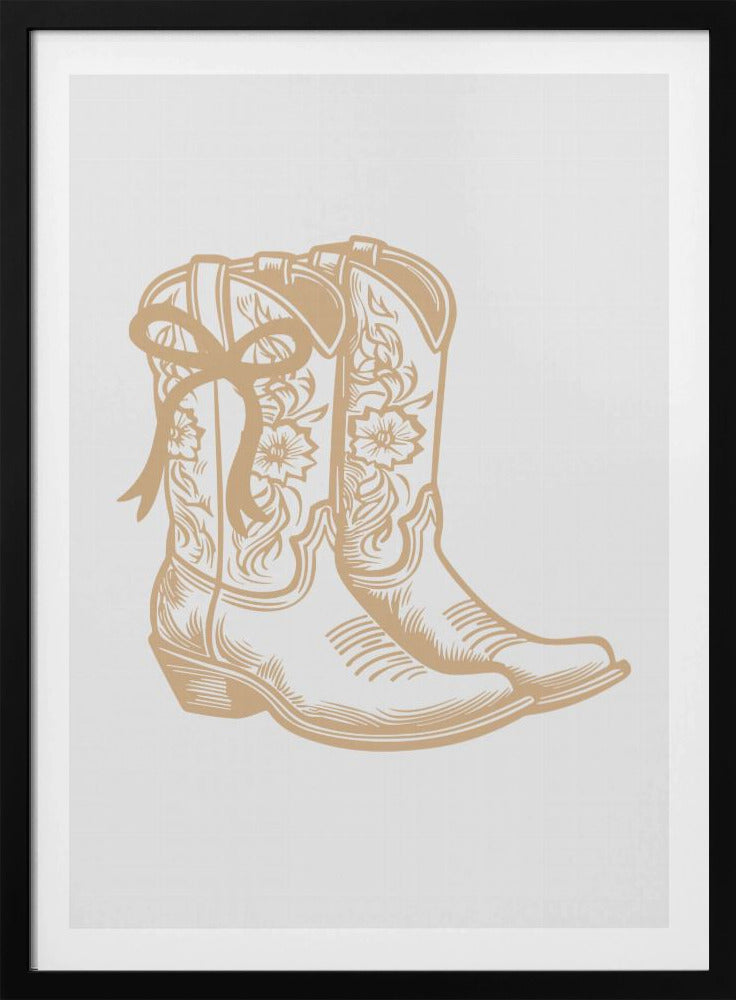 Neutrale cowgirllaarzen met strik | Poster
