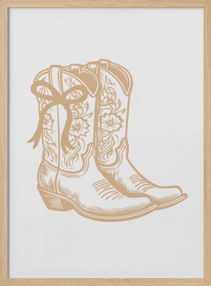 Neutrale cowgirllaarzen met strik | Poster