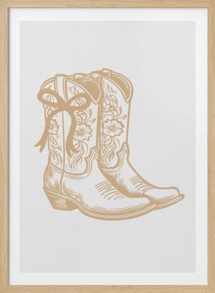 Neutrale cowgirllaarzen met strik | Poster