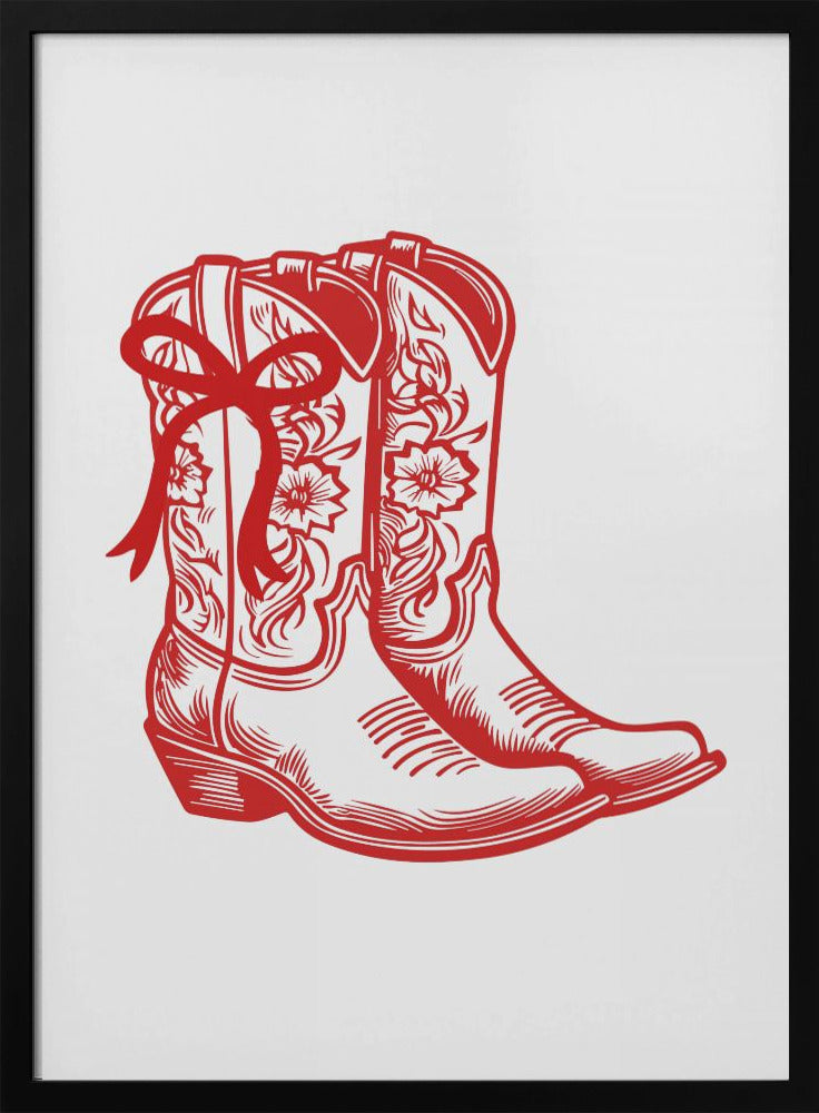 Rode cowgirllaarzen met strik | Poster