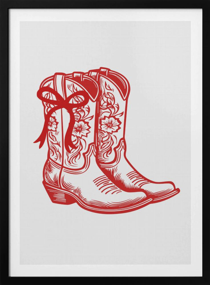 Rode cowgirllaarzen met strik | Poster
