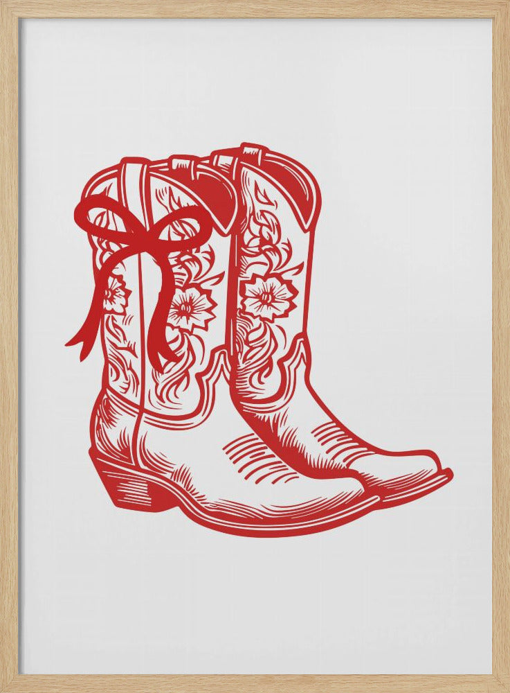 Rode cowgirllaarzen met strik | Poster
