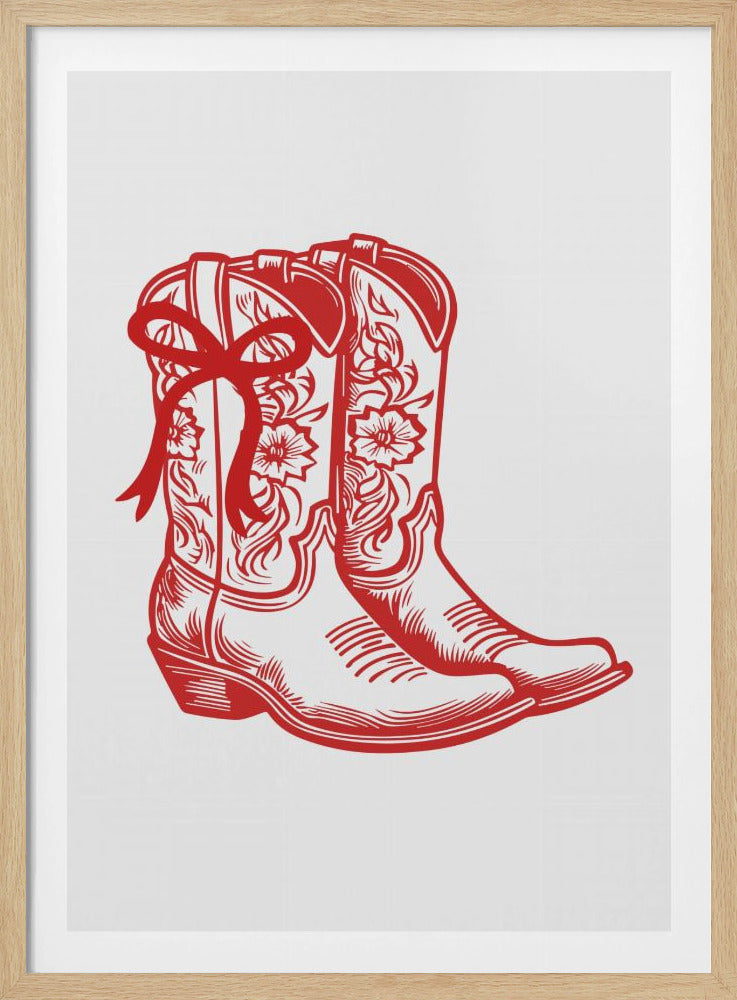 Rode cowgirllaarzen met strik | Poster