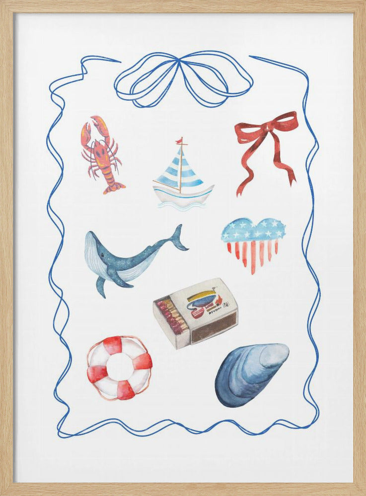 Aquarelkunstwerk met nautisch thema | Poster