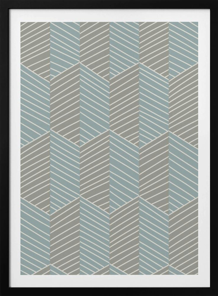 Floral Heritage visgraat grijsblauw patroon | Poster