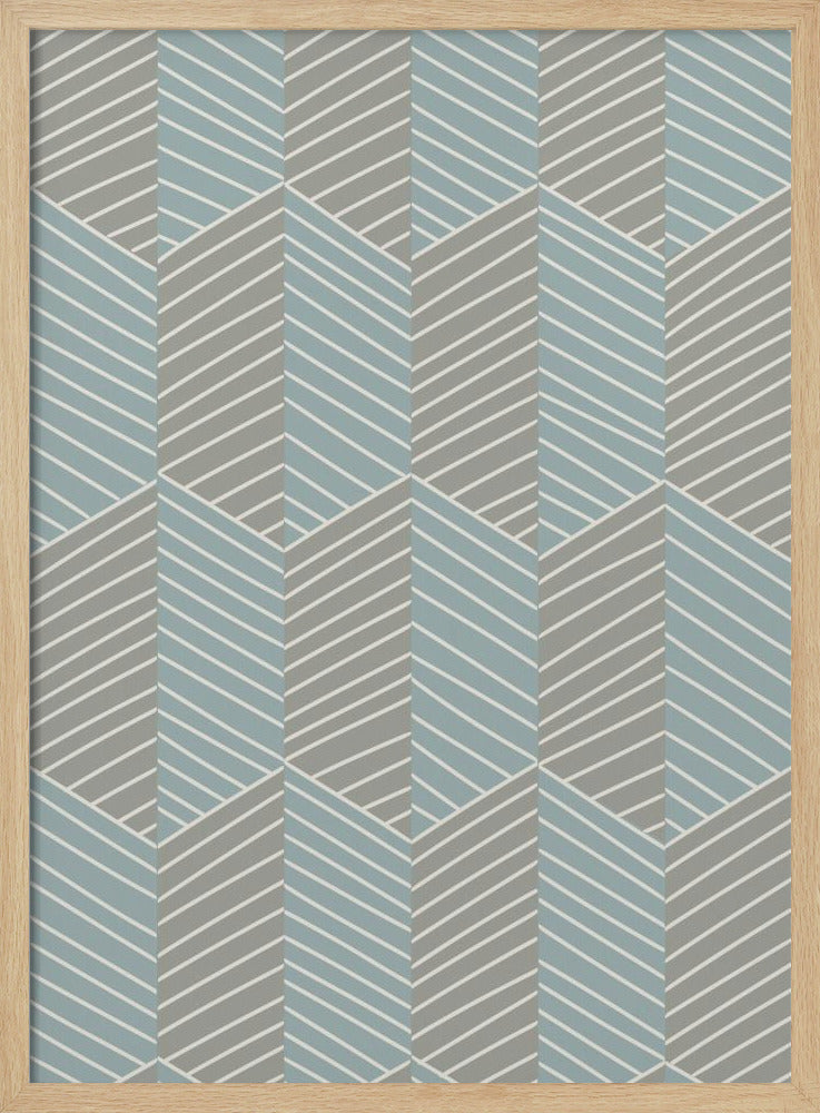 Floral Heritage visgraat grijsblauw patroon | Poster