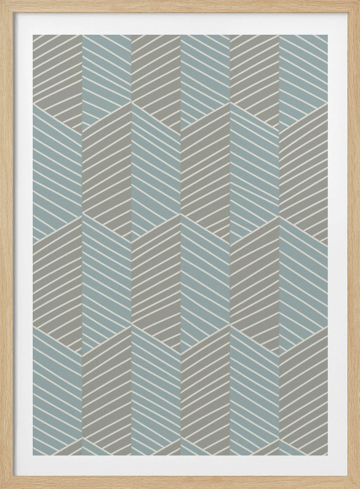 Floral Heritage visgraat grijsblauw patroon | Poster