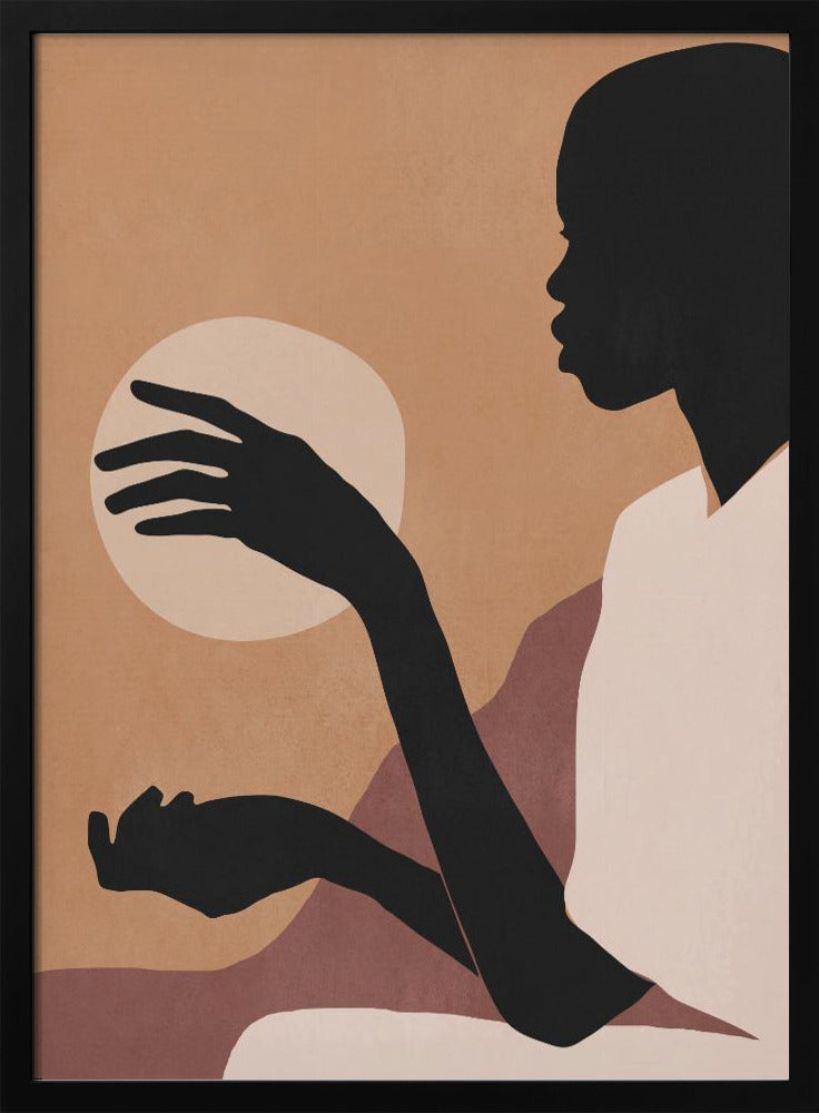 Minimalistisch abstract kunst zonsondergang meisje | Poster
