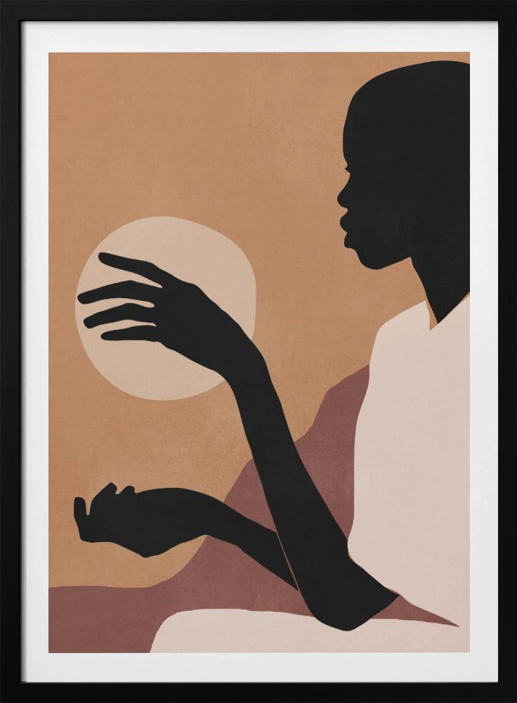 Minimalistisch abstract kunst zonsondergang meisje | Poster