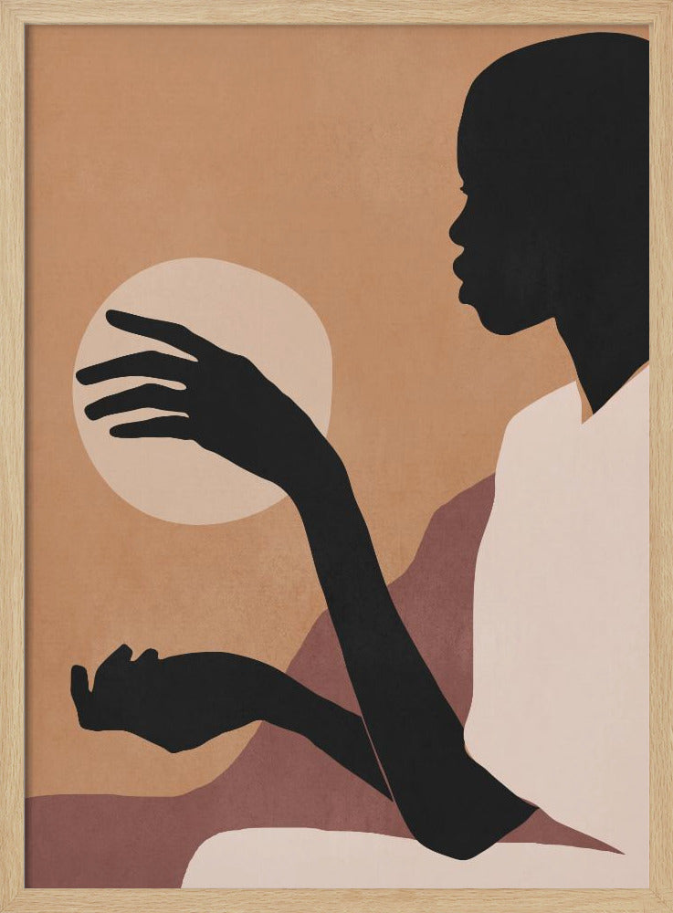 Minimalistisch abstract kunst zonsondergang meisje | Poster